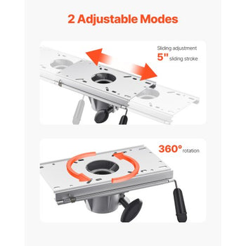 Boat Seat Pedestal, Forward & Backward Sliding Adjustment, Aluminum Alloy Boat Chair Base with Slide, 5-inch Sliding Travel, Waterproof & Rust-resistant, Fit 2-7/8 Inch Diameter Pedestal Post