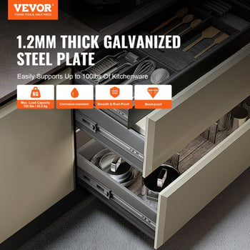10 Pairs of 24 Inch Drawer Slides Side Mount Rails, Heavy Duty Full Extension Steel Track, Soft-Close Noiseless Guide Glides Cabinet Kitchen Runners with Ball Bearing, 100 Lbs Load Capacity