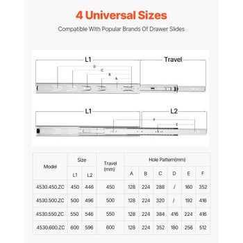 Drawer Slides, 24 inch, 10 Pairs Full Extension Ball Bearing Cabinet Rails, 100 LB Load Capacity Heavy Duty Side Mount Dresser Drawer Slides, Drawer Track Runners for Kitchen DIY Replacement
