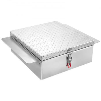Truck Bed Tool Box, Heavy Duty Aluminum Tool Box with Diamond Plate, Storage Toolbox Chest Organizer Supports up to 220 lbs, Ideal for Pickup, Truck Bed, RV, Trailer, 30.3 x 24 x 9 in, Silver
