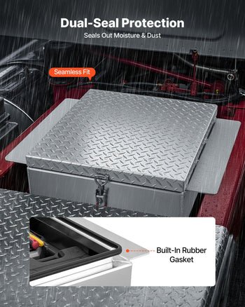 Truck Bed Tool Box, Heavy Duty Aluminum Tool Box with Diamond Plate, Storage Toolbox Chest Organizer Supports up to 220 lbs, Ideal for Pickup, Truck Bed, RV, Trailer, 30.3 x 24 x 9 in, Silver