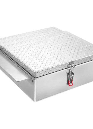 Truck Bed Tool Box, Heavy Duty Aluminum Tool Box with Diamond Plate, Storage Toolbox Chest Organizer Supports up to 220 lbs, Ideal for Pickup, Truck Bed, RV, Trailer, 30.3 x 24 x 9 in, Silver