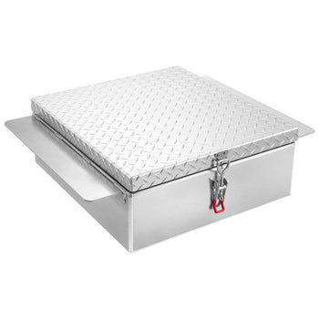 Truck Bed Tool Box, Heavy Duty Aluminum Tool Box with Diamond Plate, Storage Toolbox Chest Organizer Supports up to 220 lbs, Ideal for Pickup, Truck Bed, RV, Trailer, 30.3 x 24 x 9 in, Silver