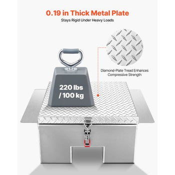 Truck Bed Tool Box, Heavy Duty Aluminum Tool Box with Diamond Plate, Storage Toolbox Chest Organizer Supports up to 220 lbs, Ideal for Pickup, Truck Bed, RV, Trailer, 30.3 x 24 x 12.2 in, Silver