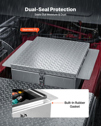 Truck Bed Tool Box, Heavy Duty Aluminum Tool Box with Diamond Plate, Storage Toolbox Chest Organizer Supports up to 220 lbs, Ideal for Pickup, Truck Bed, RV, Trailer, 30.3 x 24 x 12.2 in, Silver