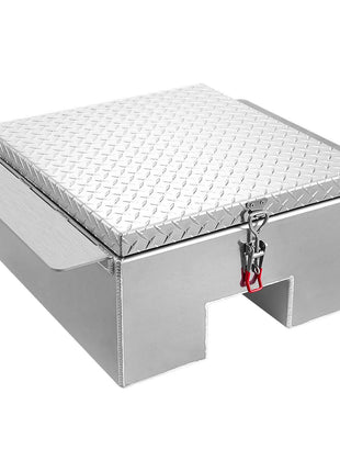 Truck Bed Tool Box, Heavy Duty Aluminum Tool Box with Diamond Plate, Storage Toolbox Chest Organizer Supports up to 220 lbs, Ideal for Pickup, Truck Bed, RV, Trailer, 30.3 x 24 x 12.2 in, Silver