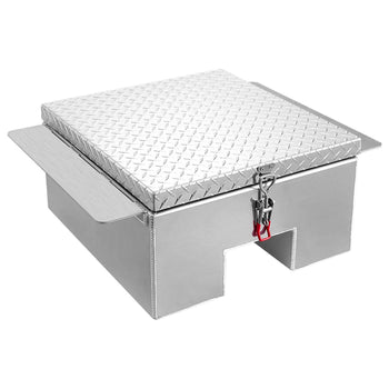 Truck Bed Tool Box, Heavy Duty Aluminum Tool Box with Diamond Plate, Storage Toolbox Chest Organizer Supports up to 220 lbs, Ideal for Pickup, Truck Bed, RV, Trailer, 30.3 x 24 x 12.2 in, Silver