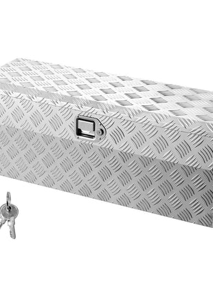 Truck Bed Tool Box, Heavy Duty Aluminum Tool Box with Tread Patterns, Storage Toolbox Chest Organizer with Lock and Key, Ideal for Pickup, Truck Bed, RV, Trailer, 34 x 12 x 15.4 in, Silver