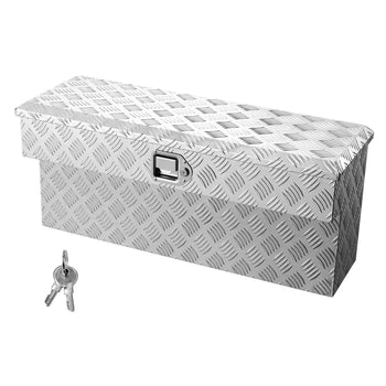 Truck Bed Tool Box, Heavy Duty Aluminum Tool Box with Tread Patterns, Storage Toolbox Chest Organizer with Lock and Key, Ideal for Pickup, Truck Bed, RV, Trailer, 34 x 12 x 15.4 in, Silver