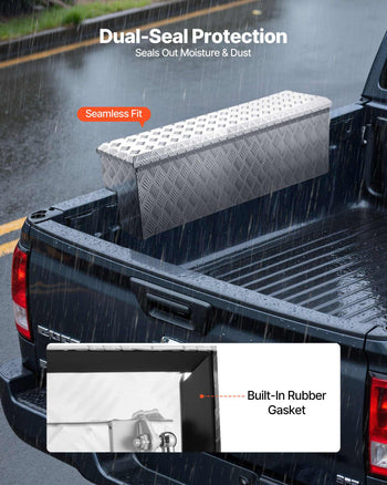 Truck Bed Tool Box, Heavy Duty Aluminum Tool Box with Tread Patterns, Storage Toolbox Chest Organizer with Lock and Key, Ideal for Pickup, Truck Bed, RV, Trailer, 48 x 13.4 x 13 in, Silver
