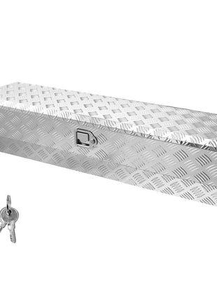 Truck Bed Tool Box, Heavy Duty Aluminum Tool Box with Tread Patterns, Storage Toolbox Chest Organizer with Lock and Key, Ideal for Pickup, Truck Bed, RV, Trailer, 48 x 13.4 x 13 in, Silver