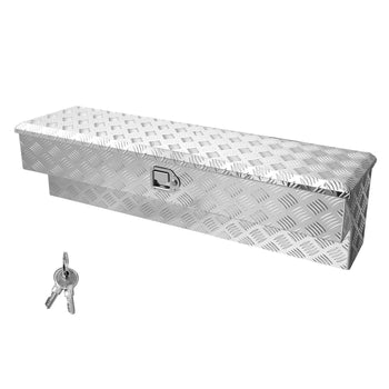 Truck Bed Tool Box, Heavy Duty Aluminum Tool Box with Tread Patterns, Storage Toolbox Chest Organizer with Lock and Key, Ideal for Pickup, Truck Bed, RV, Trailer, 48 x 13.4 x 13 in, Silver