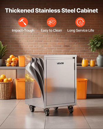 Movable Base Cabinet for Orange Juicer, Thickened Stainless Steel Cabinet, 4 Swivel Casters, Compatible with  NS2000E-4\NS2000E-4P Fully Automatic Feed Orange Juicer, Easy Installation