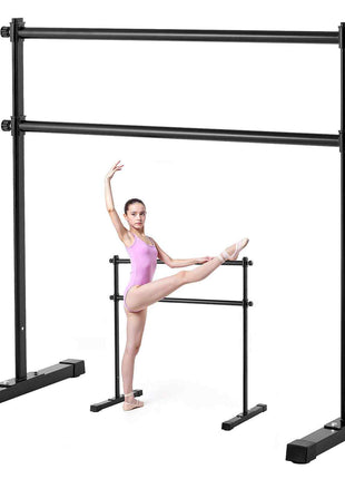 Ballet Barre, 4 Ft Double Barre Bar for Home, Freestanding Portable Ballet Stretching Dance Bars, Height Adjustable Anti-Wobble Fitness Studio Equipment, for Pilates Balance Workout