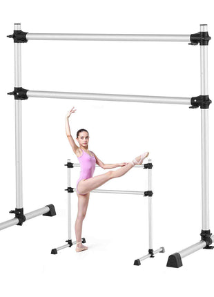 Ballet Barre, 4 Ft Aluminum Double Barre Bar for Home, Freestanding Portable Ballet Stretching Dance Bars, Height Adjustable Anti-Wobble Fitness Studio Equipment, for Pilates Balance Workout
