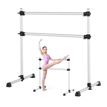 Ballet Barre, 4 Ft Aluminum Double Barre Bar for Home, Freestanding Portable Ballet Stretching Dance Bars, Height Adjustable Anti-Wobble Fitness Studio Equipment, for Pilates Balance Workout