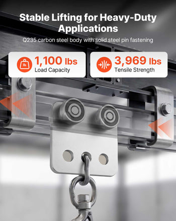 4 Wheel Trolley Assembly Rollers, 4 Pcs 1100 lbs Load, Dual Bearing Trolley Assembly for 1-5/8" Wide and All 1-5/8" or Taller Strut Channel, Heavy Duty Sliding Track System for Warehouse Garage