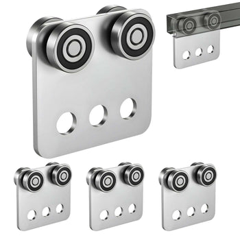 4 Wheel Trolley Assembly Rollers, 4 Pcs 1100 lbs Load, Dual Bearing Trolley Assembly for 1-5/8" Wide and All 1-5/8" or Taller Strut Channel, Heavy Duty Sliding Track System for Warehouse Garage