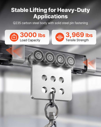 8 Wheel Trolley Assembly Rollers, 4 Pcs 3000 lbs Load, Dual Bearing Trolley Assembly for 1-5/8" Wide and All 1-5/8" or Taller Strut Channel, Heavy Duty Sliding Track System for Warehouse Garage