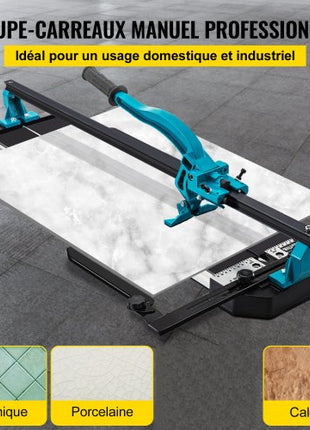 Tile Cutter, 48 Inch Manual Tile Cutter, Tile Cutter Tools with Single Rail & Double Brackets, 3/5 in Cap with Precise Laser Guide, Snap Tile Cutter for Precision Cutting Porcelain Tiles Industr