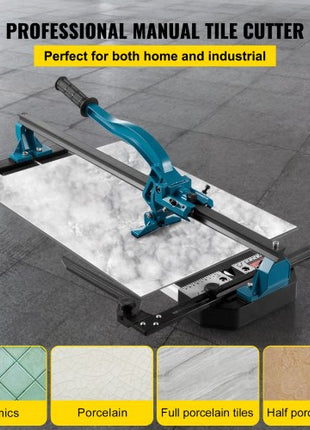 Manual Tile Cutter, 24 inch, Porcelain Ceramic Tile Cutter with Tungsten Carbide Cutting Wheel, Infrared Positioning, Anti-Skid Feet, Durable Rails for professional installers or beginners