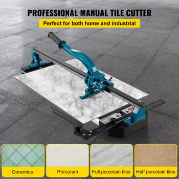 Manual Tile Cutter, 24 inch, Porcelain Ceramic Tile Cutter with Tungsten Carbide Cutting Wheel, Infrared Positioning, Anti-Skid Feet, Durable Rails for professional installers or beginners