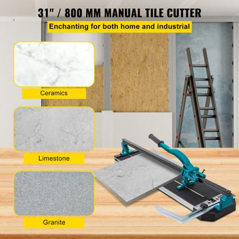 Tile Cutter 31 Inch,Manual Tile Cutter Single Rail with Precise Laser Positioning, Alloy Cutter Wheel with Ergonomic Handle, Accurate Rulers, For Large Tile 0.24\"-0.59\" Thickness