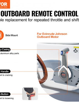Boat Throttle Control, 5006180 Side-Mounted Outboard Remote Control Box for Evinrude Johnson, Marine Throttle Control Box with Power Trim Switch and Lanyard