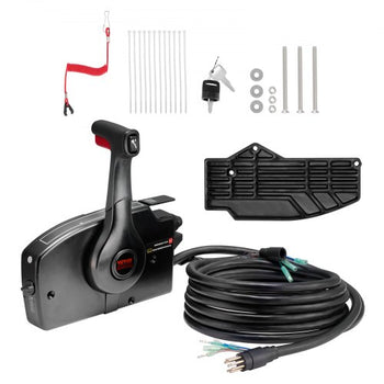 Boat Throttle Control, 881170A15 Side-Mounted Outboard Remote Control Box for Mercury PT 2-Stroke, Marine Throttle Control Box with Power Trim Switch, 16.3 ft Harness 8+4 Pin, and Lanyard