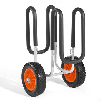 Kayak Cart, 150 lbs Load Capacity, Stand Up Paddle Board Trolley with 10-inch Solid Rubber Tires & Kickstands, Paddle Board Carrier with Ratchet Strap for Paddleboard & Surfboard Transport