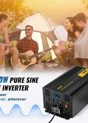 Pure Sine Wave Inverter 3500 Watt Power Inverter, DC 12V to AC 120V Car Inverter, with USB Port LCD Display Remote Controller and AC Outlets (GFCI), for RV Truck Car Solar System Travel Camping