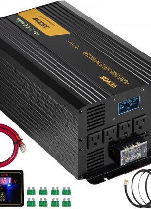 Pure Sine Wave Inverter 3500 Watt Power Inverter, DC 12V to AC 120V Car Inverter, with USB Port LCD Display Remote Controller and AC Outlets (GFCI), for RV Truck Car Solar System Travel Camping