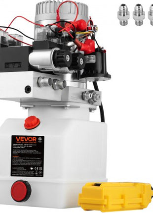 Hydraulic Pump Double Acting Hydraulic Power Unit Double Solenoid Hydraulic Power Pack 12V DC Hydraulic Power Pump with 4.5Liter Reservoir for Dump Trailer Car Lifting