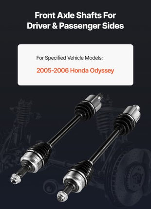CV Axle Shaft Assembly, 2 Pieces Front Left & Right (Driver and Passenger Side), Automotive Replacement CV Joint Axles Pair Compatible with 2005-2006 Honda Odyssey, Alloy Steel & Carbon Steel