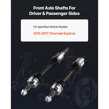 CV Axle Shaft Assembly, 2 Pieces Front Left & Right (Driver and Passenger Side), Automotive Replacement Joint Axles Pair Compatible with 2010-2017 Chevrolet Equinox, Alloy Steel & Carbon Steel