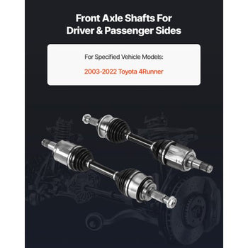 CV Axle Shaft Assembly, 2 Pieces Front Left & Right (Driver and Passenger Side), Automotive Replacement CV Joint Axles Pair Compatible with 2003-2022 Toyota 4Runner, Alloy Steel & Carbon Steel