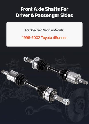 CV Axle Shaft Assembly, 2 Pieces Front Left & Right (Driver and Passenger Side), Automotive Replacement CV Joint Axles Pair Compatible with 1996-2002 Toyota 4Runner, Alloy Steel & Carbon Steel