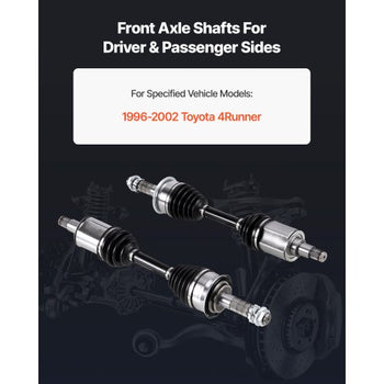 CV Axle Shaft Assembly, 2 Pieces Front Left & Right (Driver and Passenger Side), Automotive Replacement CV Joint Axles Pair Compatible with 1996-2002 Toyota 4Runner, Alloy Steel & Carbon Steel