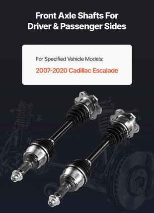 CV Axle Shaft Assembly, 2 Pieces Front Left & Right (Driver and Passenger Side), Automotive Replacement CV Axles Pair Compatible with 2007-2020 Cadillac Escalade, Alloy Steel & Carbon Steel