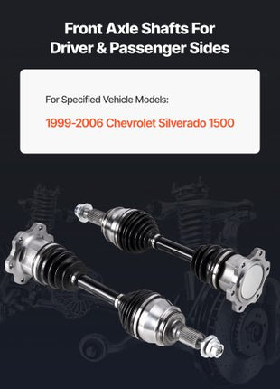 CV Axle Shaft Assembly, 2 Pieces Front Left & Right (Driver and Passenger Side), Automotive Replacement Axles Pair Compatible with 1999-2006 Chevrolet Silverado 1500, Alloy Steel & Carbon Steel