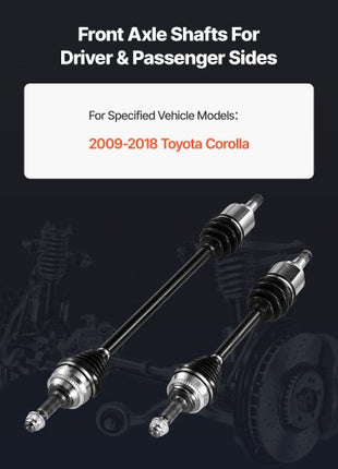 CV Axle Shaft Assembly, 2 Pieces Front Left & Right (Driver and Passenger Side), Automotive Replacement CV Joint Axles Pair Compatible with 2009-2018 Toyota Corolla, Alloy Steel & Carbon Steel