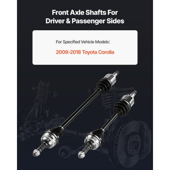 CV Axle Shaft Assembly, 2 Pieces Front Left & Right (Driver and Passenger Side), Automotive Replacement CV Joint Axles Pair Compatible with 2009-2018 Toyota Corolla, Alloy Steel & Carbon Steel