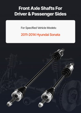 CV Axle Shaft Assembly, 2 Pieces Front Left & Right (Driver and Passenger Side), Automotive Replacement CV Joint Axles Pair Compatible with 2011-2014 Hyundai Sonata, Alloy Steel & Carbon Steel
