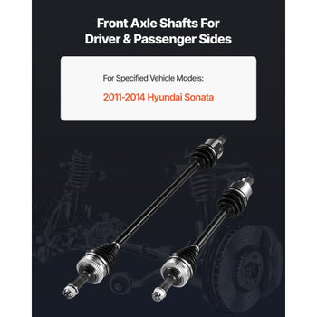 CV Axle Shaft Assembly, 2 Pieces Front Left & Right (Driver and Passenger Side), Automotive Replacement CV Joint Axles Pair Compatible with 2011-2014 Hyundai Sonata, Alloy Steel & Carbon Steel