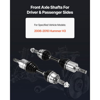 CV Axle Shaft Assembly, 2 Pieces Front Left & Right Side (Driver and Passenger Side), Automotive Replacement CV Joint Axles Pair Compatible with 2006-2010 Hummer H3, Alloy Steel & Carbon Steel