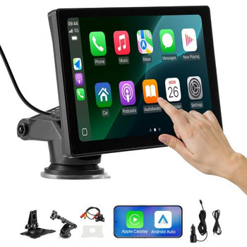 Wireless Car Stereo, 9-Inch HD Portable Radio Touch Screen Compatible with Apple CarPlay & Android Auto, CarPlay Screen with Backup Camera, Voice Control, Mirror Link, Bluetooth, GPS Navigation