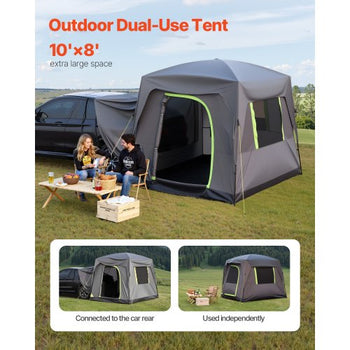 SUV Tent for Camping, 10FT L x 8FT W, Waterproof PU2000mm Spacious Double Layer Design for 5-8 Person, SUV Camping Tent with Mesh Windows, Includes Rainfly & Storage Bag, for Outdoor Activities