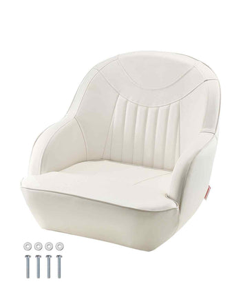 Boat Seat, Low Backrest, Boat Seat Captain Bucket Seat with Thickened Sponge Cushion & Waterproof PVC Leather, Ergonomic Design, Suitable for Fishing Boats, Yachts, Ships, White