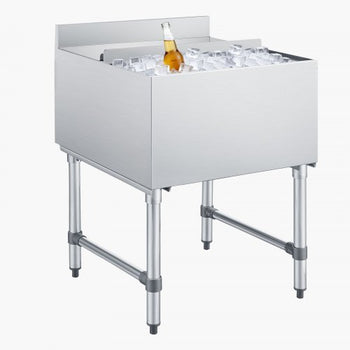 Commercial Ice Bin, 79.9 Qt Max Capacity, 24 x 24 x 33 Inch Stainless Steel Ice Chest with Sliding Lid, 24H Long-Lasting Insulation, Cooler Cart Cocktail Unit for Bar Restaurant Pub, NSF