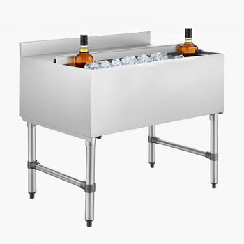 Commercial Ice Bin, 134.7 Qt Max Capacity, 36 x 24 x 33 Inch Stainless Steel Ice Chest with Sliding Lid, 24H Long-Lasting Insulation, Cooler Cart Cocktail Unit for Bar Restaurant Pub, NSF